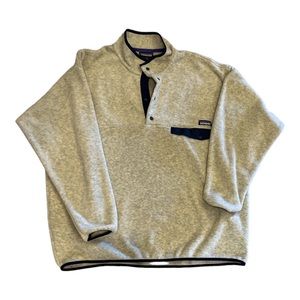 Vintage Patagonia Beige Cream Synchilla Snap T Fleece Pullover Mens Size XXL